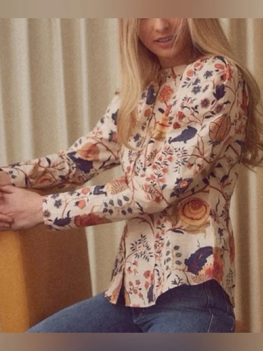 Ulla Johnson Harriet Floral Puff Sleeve Blouse 0